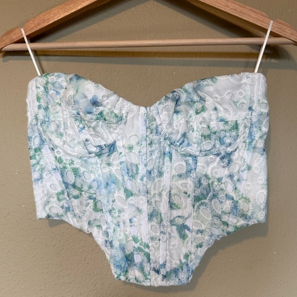 Bardot Lila Bustier Embroidered Corset in Water Floral Size Medium - Picture 2 of 7